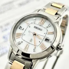 美品 稼働品 SEIKO ルキア クォーツ デイデイト 水色 レディース