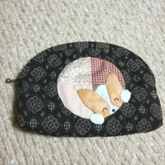 ※お値下げ※ 古布 パッチワーク ポーチ ニコニコ かすり わんちゃん 犬