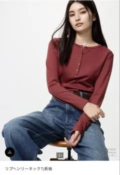 【美品】【セット】UNIQLO リブヘンリーネックT ソフトリブクルーネックT