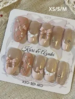 C08 B-リボンネイル　ミディアムオーバル　ネイルチップ現品　1+1 セット