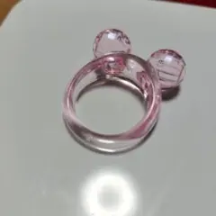 キラキラ　ピンクのミッキー　指輪