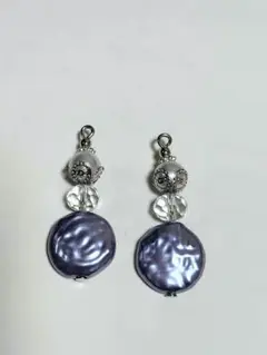 ピアス(ニッケルフリーフック)　バロックパール(樹脂)パープル