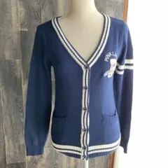 PINK LATTE 新品未使用チルデンニット風カーディガン ネイビー×ホワイト