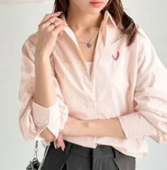 「mily bilet」ブラウス　シャツ　ストライプ　ピンク　長袖