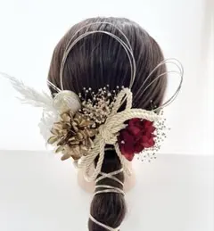 no.4554 成人式髪飾り　成人式　髪飾り　ヘアアクセ　ゴールド　金箔　水引