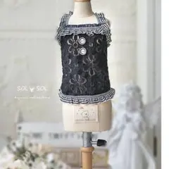 ☆新品☆犬服 ペット服 Flower レースワンピース ブラック XS
