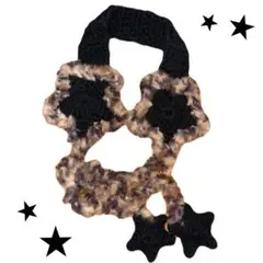 星型イヤーマフ 黒 ヒョウ柄 ハンドメイド