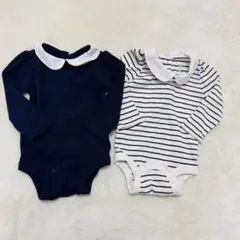 baby GAP 襟付きロンパース 2点セット 6～12ヶ月 紺色 ボーダー