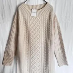 SHIPSハミルトンウール100％ ケーブルニットロングワンピース　アイボリー