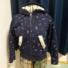 ネイビー 星と飲み物プリント パーカー