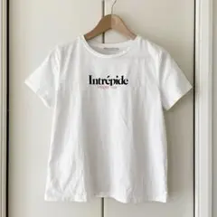 【美品】ZARA Tシャツ 半袖カットソー　ホワイトMサイズ　ロゴ　オレンジ