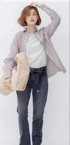 新品【23区 MY STANDARD ストライプシャツ ブルー イタリア生地 