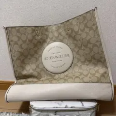 【美品】コーチ デンプシー トート 40 シグネチャー 2WAY ベージュ