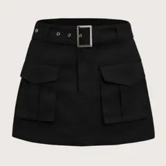 SHEIN グルンジ フラップポケット バックルベルト カーゴスカート