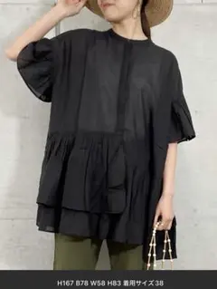 fredy repit ブラック　半袖フレアシャツのサムネイル