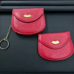 《美品》 BALLY バリー 赤 レザー コインケース チェーン付き 2個セット