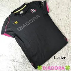 ✨DIADORA★Ｌサイズ✨ Tシャツ 黒/ピンク メッシュ素材のサムネイル
