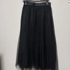 GU チュールプリーツロングスカート L ブラック