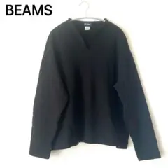 【大人気】BEAMS ビームス　カットソー　トレーナー　L　ブラック　裏起毛