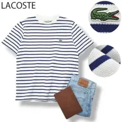 ラコステ LACOSTE 鹿の子 コットン ピケ ボーダー Tシャツ S メンズ