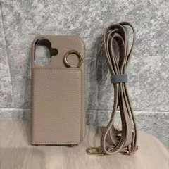 iPhone17ケース-カード収納&ミラー&ストラップ付き-