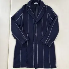 TOMORROWLAND ネイビー ストライプ チェスターコート