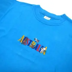オーストラリア　半袖　刺繍Tシャツ　ブルー　サイズ14 オーストラリア製