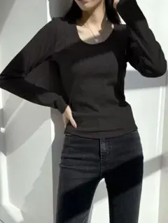 DAZY リブニットTシャツ、レディース トップス 長袖 M