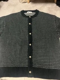 ボタン付きニットカーディガン 緑