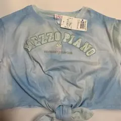 新品　メゾピアノ　半袖　130 タイダイ　前絞り　カレッジロゴTシャツ　アイス