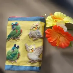 インコ柄 デザインポーチ 小物入れのサムネイル