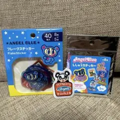 エンジェルブルー フレークステッカー シール　刺繍シール　おほほパンダ