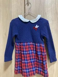 ミキハウス　襟付き チェック柄 ワンピース 90センチ