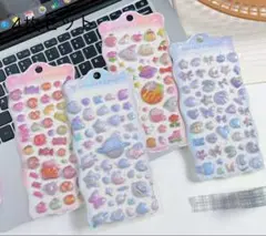 格安4枚セット　【新品】3D 立体　ぷくぷく　ぷっくり　シール 立体水晶