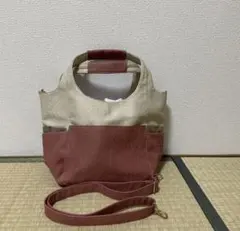 バック　ショルダー紐付き　2Way ポケットいっぱい！　しまむら