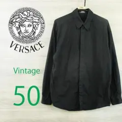 値下げ】VERSACE 黒の長袖シャツ 【ガーメントバック付き】