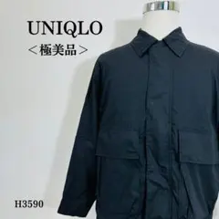 【極美品】ユニクロ Cコットンショートブルゾン 比翼仕立て 大ポケット M 黒