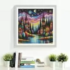 クロスステッチ刺繍セット 家×夜景×カラフル