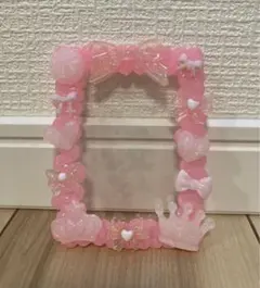 【96】＊硬質カードケース　トレカケース B8サイズ＊クリアピーチピンクリボン冠