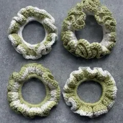 シュシュ 編み物 かぎ針編み 手編み ハンドメイド 4個セット