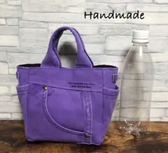 デニムリメイク☆サイドポケット付きミニトートバッグ☆☆ハンドメイド