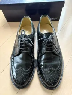 HARUTA ウィングチップ　ブラックレースアップドレスシューズ26cmEEE