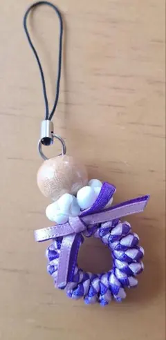 リボンレイストラップ　パープル