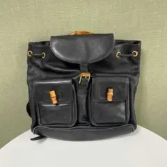 GUCCI バンブー レザー リュック ブラックのサムネイル