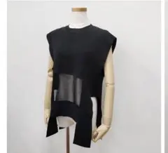 UN3D メッシュミックスニットベスト　黒　ブラックのサムネイル