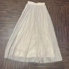 リエンダ美品チュールドットAラインスカート　ピンクベージュ