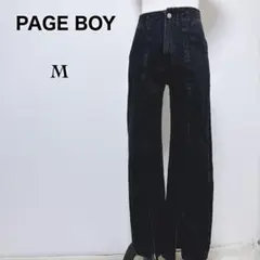 【ページボーイ】フロントスリットジーンズ ハイウェスト センターシーム M 黒