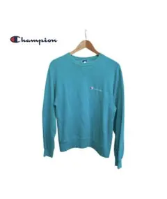 ★ チャンピオン 90s USA製 刺繍ロゴ　スウェット　トレーナー ターコイズ