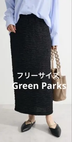 Green Parks 表面感ポコポコIラインスカート　黒　フリーサイズのサムネイル