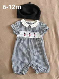 Jojomamanbebe ギンガムチェック　ロンパース　6-12m